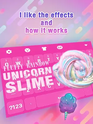 Rainbow Unicorn Slime Keyboard Theme for Girls android App screenshot 0