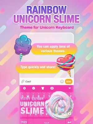 Rainbow Unicorn Slime Keyboard Theme for Girls android App screenshot 2